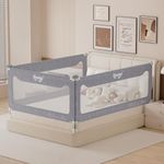 Kincongi Bed Rail for Toddlers, 3 Pieces Queen Size Toddler Bed Rails with 3X U-Shape Base, 10-Key Safety Protection Baby Bed Rail Guard, Height Adjustable Bed Guard Rail for Toddlers, 60x78.7x78.7 in