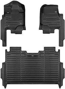 TuxMat - for Ford F150 SuperCrew Without Rear Seat Fold Out Storage 2021-2025 Models - Custom Car Mats - Maximum Coverage, All Weather, Laser Measured - This Full Set Includes 1st and 2nd Rows