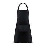 Jubatus 1 Pack Bib Aprons with 2 Pockets Cooking Chef Kitchen Apron for Women Men, Black