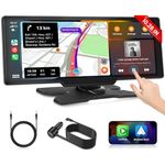 Wireless Apple Carplay Portable Car Stereo Android Auto, 10.26 Inch Touchscreen Car Play Screen with Voice Control, Bluetooth AUX FM Transmitter Audio Receiver