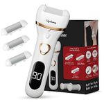 Lifelong Callus Remover for Feet | 1 Year Warranty | Foot Scrubber for Dead Skin, 3 Roller Heads, Feet Dead Skin Remover, Pedicure Machine, LED Display, Fast Charging, 2 Hour Runtime (White)