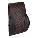 amazon basics Backrest Lumbar Support Orthopedic Pillow, Portable, Adjustable Strap for Chair,Car Seat| Promotes Posture Alignment, Back Pain Relief - 6 Months Warranty|Faux Leather - Black, Large