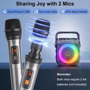 Karaoke Machine with 2 Wireless Microphones – Portable Bluetooth Speaker