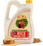 Gourmanity Rice Bran Oil, Bulk 1.32 Gallon Easy Pour Bottle, Heart Healthy Oil Made From 100% Pure Rice Bran, Perfect for Cooking, Frying & Skincare, Non GMO, Halal, Kosher (169 fl oz/1.32 gal)