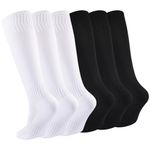 hakugoo Kids Soccer Socks Youth Baseball Socks Boys Football Socks Athletic Softball Socks Girls Knee High Socks 6 Pairs Mixed 4 (M)