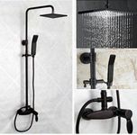 GOWE Modern Oil Rubbed Bronze 10" Square Rain Shower Head Faucet Shower Column Mixer