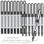 Rollerball Pen Fine Point Pens: 16 Pack Black Liquid Ink Roller Ballpoint Gel Pens, 0.5 mm Extra Fine Tip Rolling Ball Stick Pens for Smooth Writing, Journaling Notes Drawing School Office Stationary