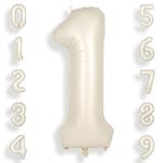 SUWEN 40 Inch Cream White Large 1 Balloon Numbers Big Foil Helium Number Balloons 0-9 Jumbo Happy 1st Mylar Birthday Party Decorations for Boy or Girl Anniversary Party Supplies