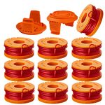 10ft 0.065" Line String Trimmer Replacement Spool Compatible with Worx WA0010 String Trimmers Replacement Autofeed Spool,12-Pack (10 Pack Grass Trimmer Line,2 Trimmer Cap) by LIYYOO