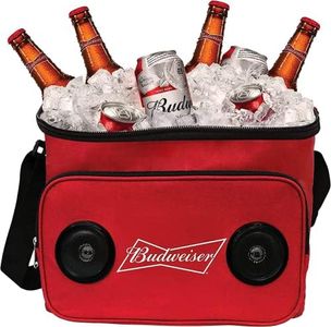 Budweiser Soft Cooler Bluetooth Speaker Portable Travel Cooler with Built in Speakers Bud Weiser Wireless Speaker Cool Ice Pack Cold Beer Stereo for Apple iPhone, Samsung Galaxy