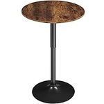 costoffs Adjustable Pub Round Table Counter Height Bistro Table 360° Swivel for Bistro Café Home Bar, Rustic Brown