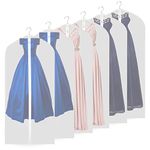 Garment Bags, Breathable 63 inch(6 PCS) Long Wedding Gowns Dress Bags Coat Clothes Covers Bags Moth Resistant Hanging Zipped Garment Bags for Long Dress Dance Costumes Suits Coat (6 pcs 60cm * 160cm)