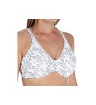 Bali Passion for Comfort Minimiser Bra, Full Coverage Underwire Bra with Seamless Cups, Everyday Bra, No-Bulge Smoothing, Silver lace print, 36C