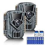 2 Pack Trail Camera 24MP 1080P Game Camera Motion Activated Trail Cam Deer Camera with 120°Wide-Angle Motion Latest Sensor Night Vision 2.0”LCD Screen Waterproof