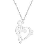 Gsoouas Music Note Heart of Treble and Bass Clef Necklace Women Infinity Love Charm Pendant Necklace Stainless Steel Jewelry, Stainless Steel, gem na