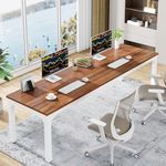 Tribesigns 78.7 Inches Extra Long Computer Desk 2 Person Desk, Double Long Desk, Workstaion for Home Office (Walnut+White)