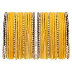 ZENEME Gold-Plated Matte Finish Velvet White American Diamonds Studded Bangles Set Of 36 For Girls and Women (2.6)… (Yellow, 2.6)