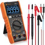 Neoteck 9999 Counts TRMS Auto Range Digital Multimeter, Amp Volt Ohm Tester Meter with Temperature Capacitance Frequency Continuity Test - Orange