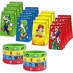 Rekcopu Super Bros Mario Party Supplies Favors 16 Pieces Super Bros Goodie Bags and 16 Pieces Super Bros Bracelets Wristbands For Kids Birthday Super Bros Mario Party Supplies Favors