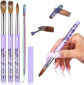 SAVILAND Kolinsky Acrylic Nail Brush Set: Size 6,10,14 Professional Nail Brushes Cleaner Manicure Tool for Acrylic Application Acrylic Powder Nail Extension 3D Nail Carving for Nail Art DIY