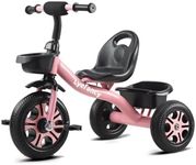 Lyefancy Kids Tricycle for 2-5 Years Old, Kids Trike with Basket and Removable Pedal, Toddler Tricycle 3 Wheel Bike Children Riding on Toys, Birthday for Boys Girls(Pink)