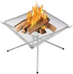 Portable Outdoor Fire Pit 22 Inch Upgrade Foldable Stainless Steel Mesh Fire Pit Wood Burning, Collapsible Fireplace Space Saving Perfect for Camping, Backyard, Patio, Garden (Carrying Bag Included)