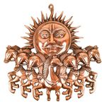 Apka Mart The Online Shop 7 Running Horse With Sun Wall Hanging - For Vastu, Feng Shui, Home, Office, Living Room Wall Decor & Gifts (Metal - Alloy, Color - Copper Shade, Size - 17x17 Inch)