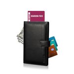 HAISH Passport Holder - Genuine Leather Travel Organizer with RFID Protection, Carry Multiple Cards, Boarding Pass, Passport and Currency, Modern & Minimalist Design (PS2S-Jade Black)