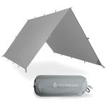 AQUEST Safari Waterproof Camping Tarpaulin - Lightweight Sun Protection or Rain Cover - Hiking, Backpacking & Hammock, 4 x 3 m, Grey