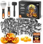 Shuttle Art 29PCS Halloween Pumpkin Carving Kit, 22 PCS Stainless Steel Pumpkin Carving Stencils with 4 Electronic Candles & 3 Carving Tools, Easy Safe Fun and Durable for Kids Adults Pumpkin Carving