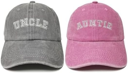ZKFE Uncle Auntie Gifts, Gray & Pink Uncle and Aunt Hats for for Men Women, Embroidered Baseball Caps Set, Aunt Adjustable Cotton Hat