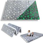 BAMBI GLOW Foldable Baby Play Mat, Glow-in-the-Dark, Soft and Extra Thick 187x118x3.5cm, Large Padded Crawling Playmat, Baby Foam Floor Mat for Babies & Toddlers