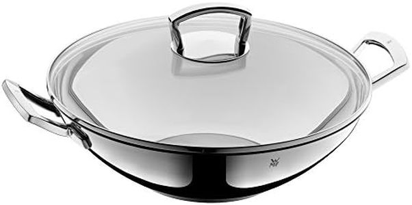 WMF Wok mit Glasdeckel 36 cm, Wokpfanne Induktion, Cromargan Edelstahl, spülmaschinengeeignet