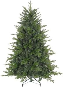 HOMCOM 5ft Artificial Christmas Tree with 1309 Tips, Metal Base, Realistic Hinged Xmas Tree for Home Office, Green