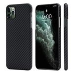 PITAKA Magnetic Phone Case for Apple iPhone 11 Pro Max 6.5" MagEZ Case Minimalist 100% Aramid Fiber [Body Armor Material] Slim Perfectly Fit Stylish 3D Grip Non-Slip Back Cover- Black/Grey(Twill)