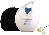 KEEPSAKE COMPANY Custom Glossy White Personalized Heart Urn For Human Ashes With Blue Heart|Cremation Urns For Ashes |Urn For Human Ashes |Men & Women|Decorative Cremation Urn|Large|2.5 Litre Capacity