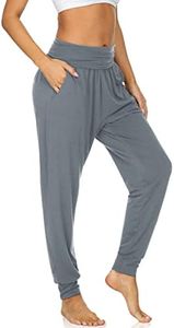 UEU Women's Plus Size Comfy Casual High Waist Yoga Jogger Pants Workout Fitness Lounge Harem Women with Pockets(Mid Gray, 3XL)