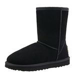 Shenduo Men's Short Boots Winter Mid-calf Classic Snow Boot Waterproof 9.5UK D5625 Black 44EU