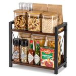 ANBOXIT Kitchen Counter Organizer, Spice Rack for Countertop, Wooden Coffee Countertop Shelf, 2 Tier Shelf for Countertop, Small Shelf Organizer for Kitchen, Office, Home - Brown