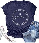 You are Inspiration Tshirt Women I Am Be You Motivational Positive Tees Christian Faith Short Sleeve Graphic Tee Top, Navy Blue-1s, Medium