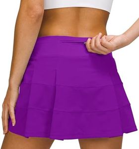 MCEDAR Athletic Tennis Golf Skorts Skirts for Women with Pocket Workout Running Sports Pleated Skirts Casual 01DQ-Purple/12