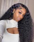 LUXEDIVA 13x6 Kinky Curly Lace Front Wigs for Women 12A Brazilian Human Hair Pre Plucked with Baby Hair HD Transparent Lace Frontal Wigs 30 Inch