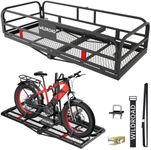 Wildroad 60"x24"x14" Hitch Cargo Carrier, Fits 2" Receiver - Bike Rack Set | 500-lb Load Capacity, High Side Rails, Folding Cargo Basket, Heavy-Duty Steel Construction, for Car SUV Camping Travel