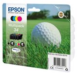 Epson 34 Golfball Genuine Multipack, 4-colours DURABrite Ultra Ink Cartridges,Black/Yellow/Magenta/Cyan