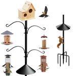 92 Inch Bird House Pole for Outdoors Heavy Duty Bird Feeder Pole Stand Hanger with Squirrel Proof, Bird Feeding Station for Wild Birds Watching with 5 Prong Base 4 Hooks