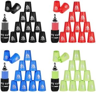 yeesport 48 Pcs Sport Stacking Cups, Speed Training Game for Challenge Competition, Plastic Stacking Cups, Classic Family Game for Kids and Adults, Red+Blue+Green+Black