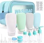 Noideeer 18 Pcs Travel Bottles Set for Toiletries, TSA Approved Travel Size Containers with Bandage Silicone Squeezable for Shampoo Conditioner Lotion Body Wash (Multicolour+Blue Bag)