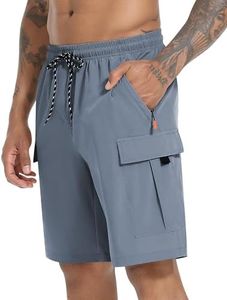 Men's Cargo Shorts Quick Dry Lightweight Stretch Hiking Shorts for Men with 5 Pockets No Lining Stone Grey