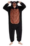 Loiahoer Unisex Bear Onesie Pajamas Halloween Cosplay Costume,Shu Velveteen Christmas Pajamas Set for Family Adult Hooded Zipper,Brown,S