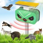 Solar Cat Repellent,Ultrasonic Animal Repeller, Mouse/Bird/Pest Scarers, Rat Repellent, PIR Motion Sensor, Flash Light,Waterproof, Garden Yard,Farm,Park,Field